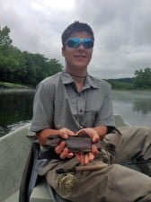 Ethan and 1st trout on fly rod - 5/28/14