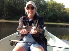 Betsy's 1st trout on fly rod - 9/20/14