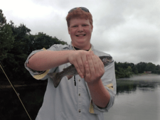 Sam's 1st on fly rod - 8/15/16