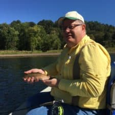 Jeff with 1st fish on fly rod - 9/26/16